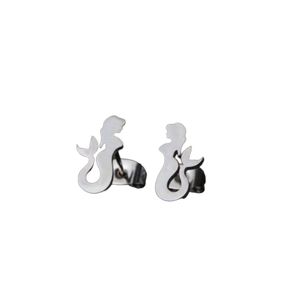 Silver Mermaid Earrings Stainless Steel